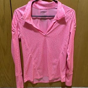 Neon pink faded leopard print top